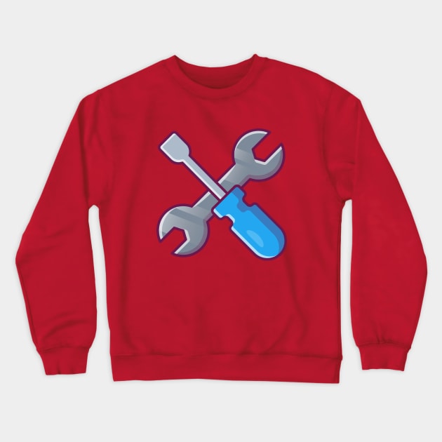 Screwdriver And Wrench Cartoon Crewneck Sweatshirt by Catalyst Labs